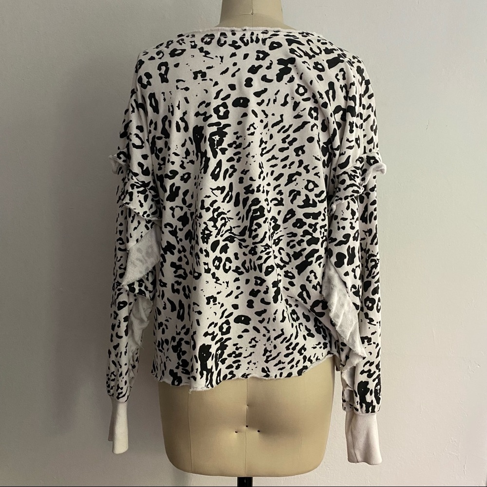 Wildfox Wildcat Snow Leopard Ruffle Sweatshirt - Picture 3 of 7